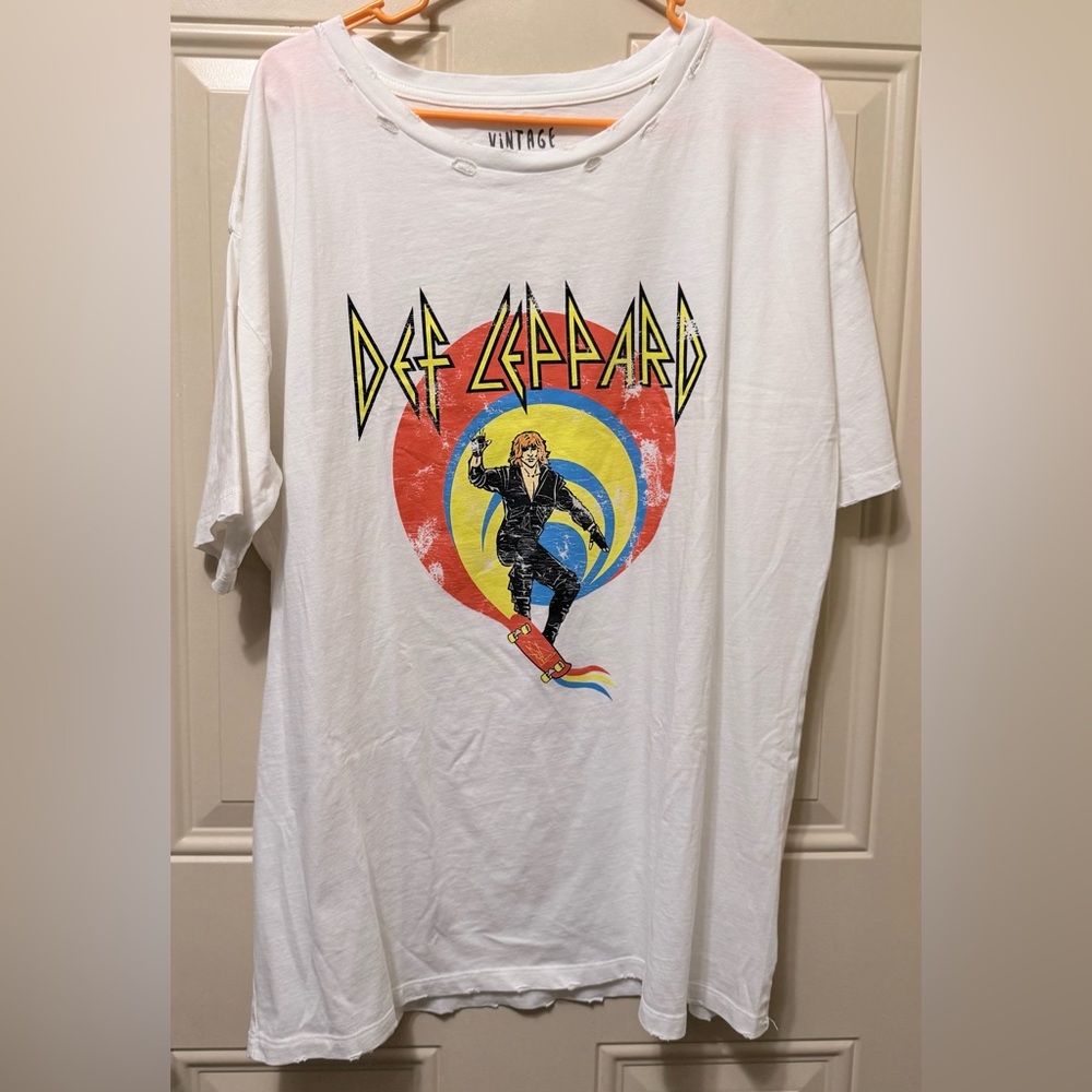 Vintage Canvas White Cotton Distressed Led Zeppelin Size Medium Tee NWOT